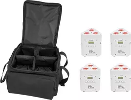 Apšvietimo rinkinys EUROLITE 4x AKKU TL-3 TCL White su minkštu krepšiu, baterijomis maitinami TCL skydeliai