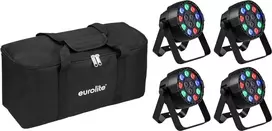 LED mini PAR RGBW prožektorių rinkinys EUROLITE AKKU MK2 4 vnt. su minkštu krepšiu