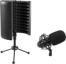 Kondensatorinis mikrofonas su stalo absorberiu Omnitronic CM-78MK2 + AS-04