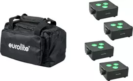 Plokščiųjų LED lempų rinkinys EUROLITE AKKU IP 3 – 4× baterijomis maitinami plokšti LED šviestuvai