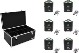LED baterijinis šviestuvas EUROLITE AKKU TL-3 TCL QuickDMX 6 vnt. su nešiojimo dėklu TDV-1