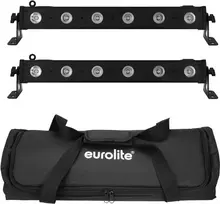 LED juostų rinkinys EUROLITE 2x LED BAR-6 QCL RGBW su minkštu krepšiu