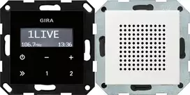 Radijo laikrodis Gira Clock 228027 Skaitmeninis FM 87.5–107.9 MHz, skaitmeninis imtuvas, montavimui ant sienos / stalo