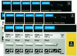 Dymo S0718600 lipnių etikečių juosta – 10 baltų ritinėlių su juodu tekstu