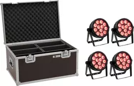 LED prožektorių rinkinys EUROLITE 4C-12 Silent Slim 4 vnt. su transportavimo dėklu
