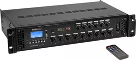 Mikserinis stiprintuvas Omnitronic MAVZ-60.6P 60W 100V – viešojo adreso stiprintuvas su 60 W išėjimu ir 100 V linija