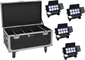 EUROLITE Multiflood 20001000 prausiamųjų šviestuvų rinkinys — 4 šviestuvai, po 8x10W RGBW LED