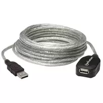 Manhattan USB-A prailginimo kabelis, 5 m, aktyvus, sidabrinis, 480Mbps (USB 2.0), su kartotuvu