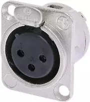 Neutrik NTR-NC3FDL1 (NC3F-DL-1) – kištukas XLR, moteriškas, juodas/sidabrinis