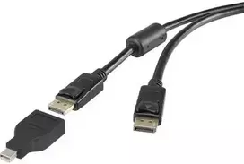 DisplayPort į Mini DisplayPort kabelis Renkforce 2 m — 1x DisplayPort kištukas į 1x Mini-DisplayPort kištuką