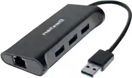 Dexlan docking hub 310723 – 3× SuperSpeed USB 3.0 prievadai, 1× Gigabit Ethernet (10/100/1000)