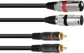 Garso kabelis 1m Omnitronic 3022522B 2x XLR 2x RCA juodas
