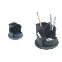 helit Multi-Pen Cup Linear, 4 skyriai, pasukamas, juodas, polistirolas, apvalus, skersmuo 150 mm, aukštis 112 mm (H6390595)