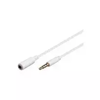 Wentronic Goobay 3,5 mm lizdo ilginimo laidas, baltas, 1,5 m – kištukas 3,5 mm (4 kontaktai, stereo) > lizdas 3,5 mm (4 kontaktai, stereo) (62361)