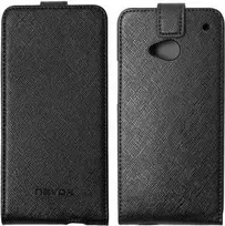 Nevox RELINO dėklas HTC One (M7) su užlenkiamu dangteliu juodai pilkas Blister