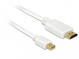 DeLOCK 83993 Mini DisplayPort į HDMI kabelis, 0,5 m, trigubai ekranuotas, pasyvus, baltas