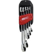 KS Tools DUO GEAR 503.5905 šakinių-žiedinių veržliarakčių rinkinys, 5 vnt., su šakinio veržliarakčio terkšlės funkcija, perjungiamas
