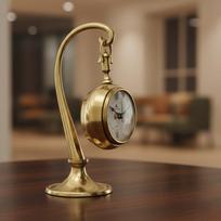 Vintage Brass Pocket Watch Desk Clock Antique Table Clock Silent Quartz Timepiece Retro Home Office Decor Gift beige