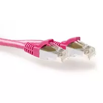 ACT Pink 1 m LSZH SFTP CAT6A patch laidas su snagless RJ45 jungtimis