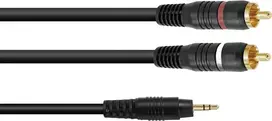 Adapterinis kabelis Omnitronic 3,5 mm lizdas – 2×RCA, 1,5 m, 30225151