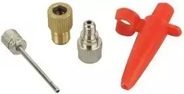 FISCHER Adapterių rinkinys 85618 – metaliniai siurblio adapteriai (raudoni) dviračių ir paspirtukų vožtuvams