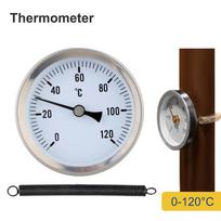 63 mm bimetalinis vamzdžio termometras, temperatūros diapazonas 0–120 °C, su tvirtinimo spyruokle, pramoninis vamzdžio termometras, rodyklinis termometras China Mainland gray