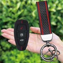 Car Key Pack for Ford ST Line Fiesta Focus Mondeo Ecosport Kuga Edge Escape Metallic Silicone Car Key Fob Case Accessories black