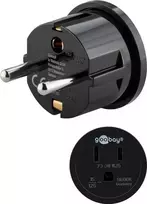 Goobay tinklo adapteris, juodas – JAV/Japonijos kištukas (B tipas, NEMA 5-15, 3 kontaktai) į F tipo lizdą (CEE 7/4) (45350)