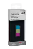 Magnetinė lenta Sigel GL727 – 3 kubiniai neodimio magnetai (turquoise, rožinė, šviesiai žalia)