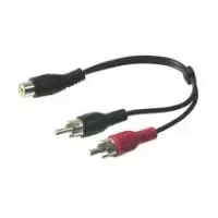 Wentronic Goobay RCA adapterio kabelis, juodas, 0,2 m - RCA lizdas > 2x RCA kištukai (audio kairė/dešinė) (50008)