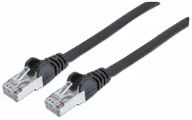 Intellinet tinklo jungiamasis kabelis, Cat7 kabelis / Cat6A kištukai, 0,25 m, juodas, varis, S/FTP, LSOH / LSZH, PVC, RJ45, paauksuoti kontaktai, su apsauginiu gaubteliu, su užraktu, viso galiojimo garantija
