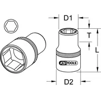 KS Tools 911.1036 CLASSIC 1" šešiakampė galvutė, trumpa, 36 mm