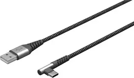 USB-C į USB-A tekstilinis kabelis su metaliniais kištukais (Space Grey/Sidabrinis), 2 m