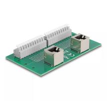 DeLOCK RJ50 2× lizdas į 2× gnybtų bloką su mygtuku, tvirtinimui ant DIN bėgio, kampuotas
