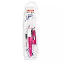 Parker stiliaus rašiklis Herlitz my.pen su kasetėmis, rožinė-balta