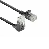 ACT Black 3 m U/UTP CAT6A LSZH plonas jungiamasis kabelis su RJ45 jungtimis 90° kampu į viršų ir tiesia