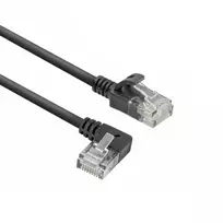 ACT Black 0,25 m CAT6A U/UTP LSZH plonas pataisos laidas su RJ45 jungtimis 90° kairėn į tiesią