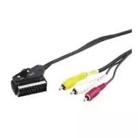Wentronic Goobay Scart/RCA adapterio laidas, juodas, 2 m - SCART kištukas (21 kontaktų) > 3x RCA kištukas (50364)