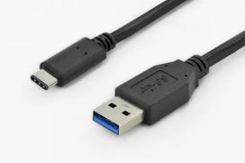 USB kabelis Digitus DK-300136-010-S USB 2.0 1 m USB C USB A Juoda