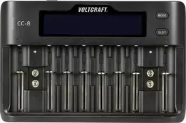 VOLTCRAFT CC-8 Įkroviklis apvalioms baterijoms LiIon, LiFePO, NiMH, NiCd A, Mignon (AA), Micro (AAA), Mini (AAAA), Baby (C), Sub-C, 9 V blokas, 10340, 14500, 16340, 17500 (VC-10882815)