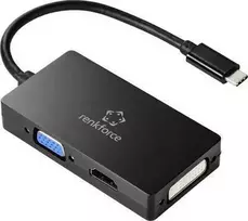 Renkforce RF-4633066 USB-C / HDMI / DVI / VGA adapteris [1x USB-C™ kištukas - 1x VGA lizdas, HDMI lizdas, DVI lizdas 24+5 kontaktų] juodas (RF-4633066)