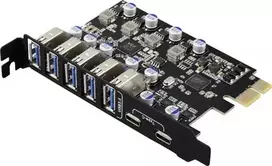 Renkforce RF-6613198 5+2 Portų USB 3.2 Gen 1 Valdiklio Kortelė USB-A (USB 3.0), USB-C® (USB 3.2 Gen 1) PCIe x1 (RF-6613198)
