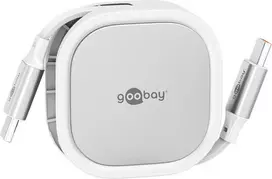 Wentronic goobay Self-Retracting USB-C laidas baltas/sidabrinis 15W tvirtame korpuse – Skaitmeninis/duomenų kabelis (77425)