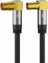 Goobay TV antenos laidas (135 dB tipas), 4x ekranuotas, 1 m, juodas - auksuotas, Koax lizdas 90° > Coax kištukas 90° (70455)