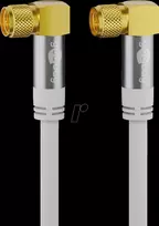 Goobay SAT antenos laidas (135 dB tipas), 4x ekranuotas, 1 m, baltas, auksuotas, F kištukas 90° > F kištukas 90° (70481)