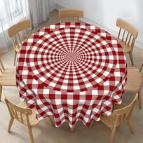 Apvalus staltiesė, staltiesė, stalo uždangalas, apvalaus stalo uždangalas, klasikinis raudonos ir baltos languotos dizainzyc 50inch(127cm) red
