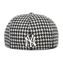 MLB Niujorko Yankees Vilnos Herringbone Newsboy Nailono Poliesterio Beretas Unisex Poros Stilius Juoda ir Balta 3ACBN9416-50BKS juoda