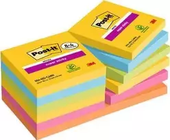 3M Post-it 7100259227 lipnūs lapeliai, kvadratiniai, 90 lapų, mėlyni/žali/oranžiniai/rožiniai/geltoni