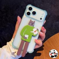 Cute Cat Dog Holder Casing For Honor 600 500 Pro 400 Lite 300 Pro Ultra 200 Smart 100 Pro 5G 4G Cartoon Simple Ice Mist Cover Honor 200 Smart mėlyna
