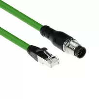 ACT Industrial 1,50 m sensoriaus kabelis M12A 8 kontaktų kištukas į RJ45 kištuką, Ultraflex SF/UTP TPE, ekranuotas